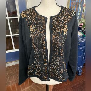 Chico’s 2  New with tags Black Jacket with Brown and Tan detail Size Medium